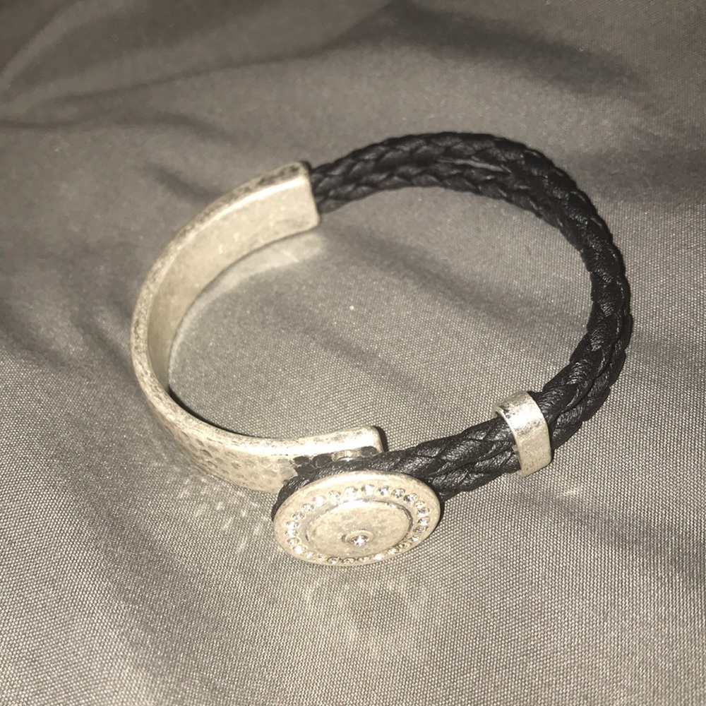 Beautiful Silver Bracelet with Black Rope